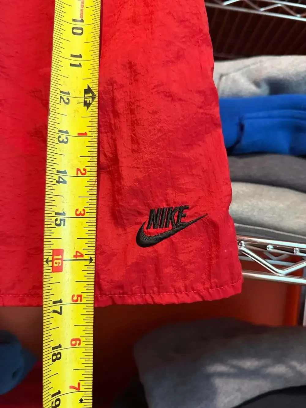 Vintage 90s Nike Red Nylon Windbreaker Shorts with Big Swoosh Mens Medium